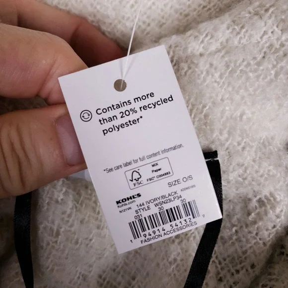 Sonoma Poncho Hooded Plaid Toggle One Size Cream Black Fall Cozy Cottagecore - Picture 6 of 10